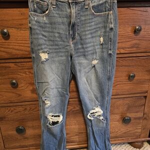 Hollister High Rise Distressed Blue Jeans